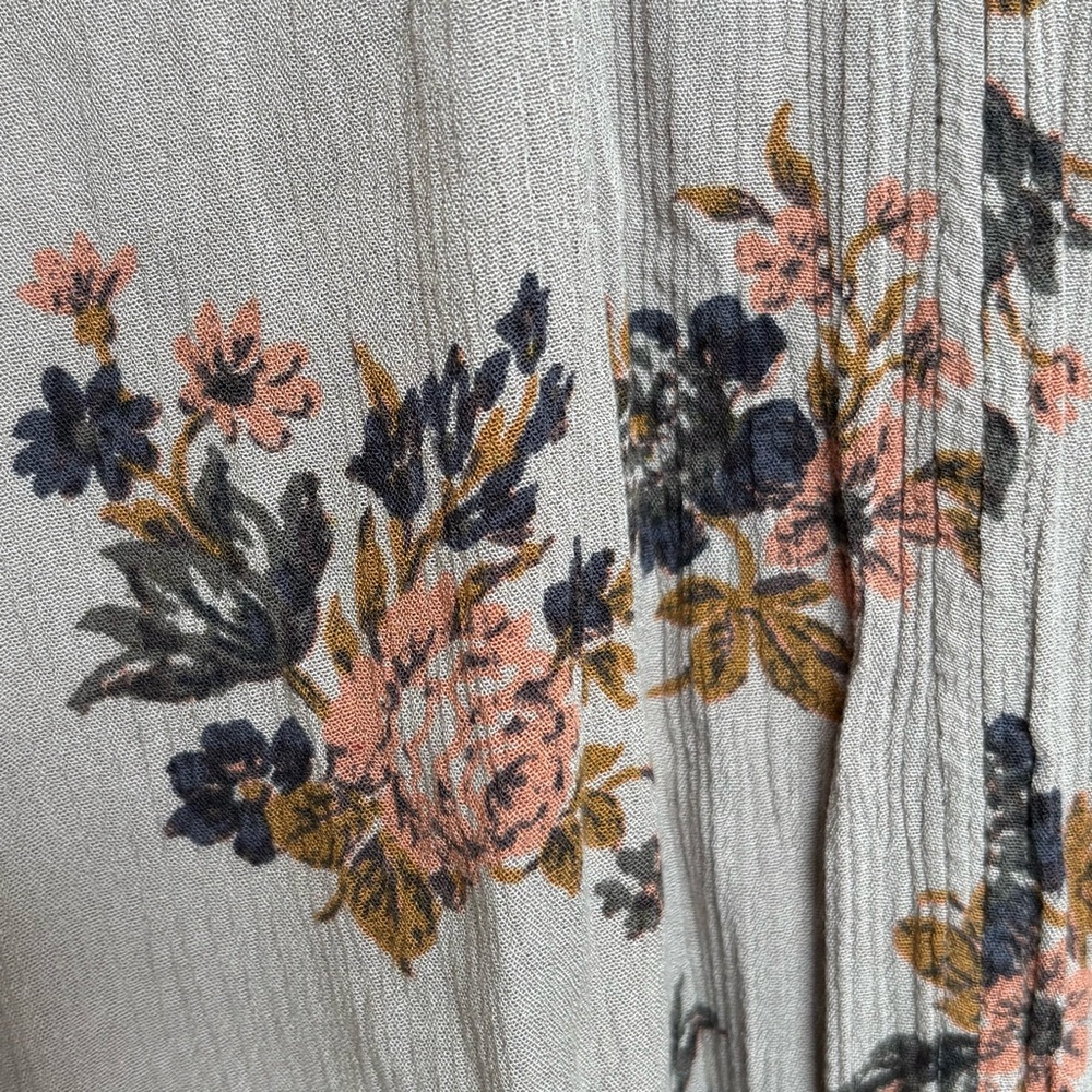 Free People Retro Floral Print Swing Tunic Boho Keyhole Mini Dress Medium - Picture 4 of 7